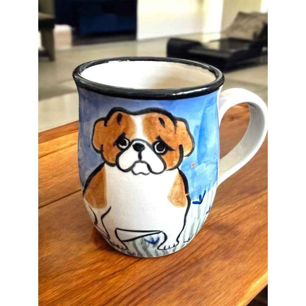 KAREN DONLEAVY DESIGNS - Bulldog Deluxe Ceramic Coffee Tea Cup Mug READ